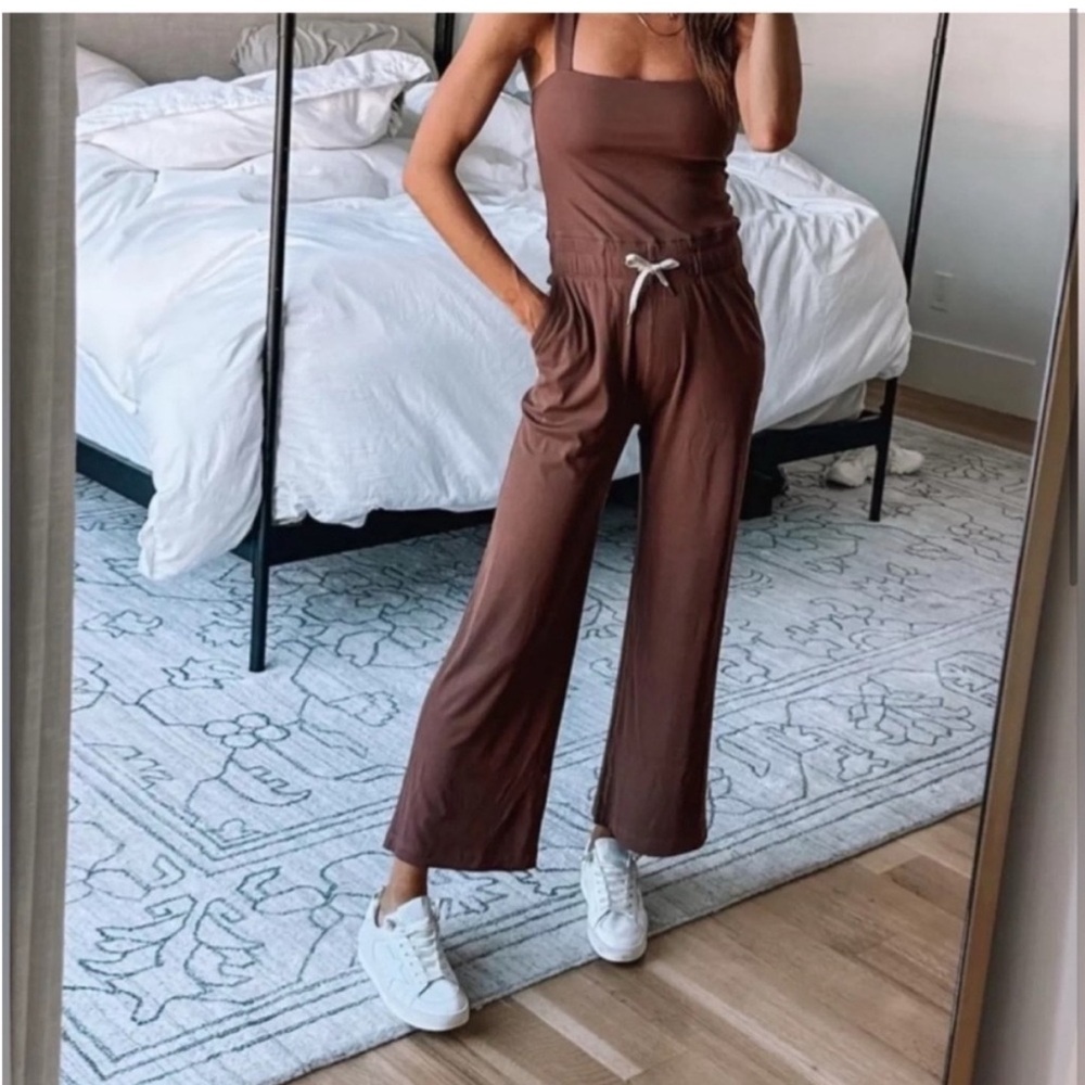 Vuori Brown Square-Neck Jumpsuit
